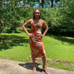 Long Orange Floral Dress from Lizard Thicket